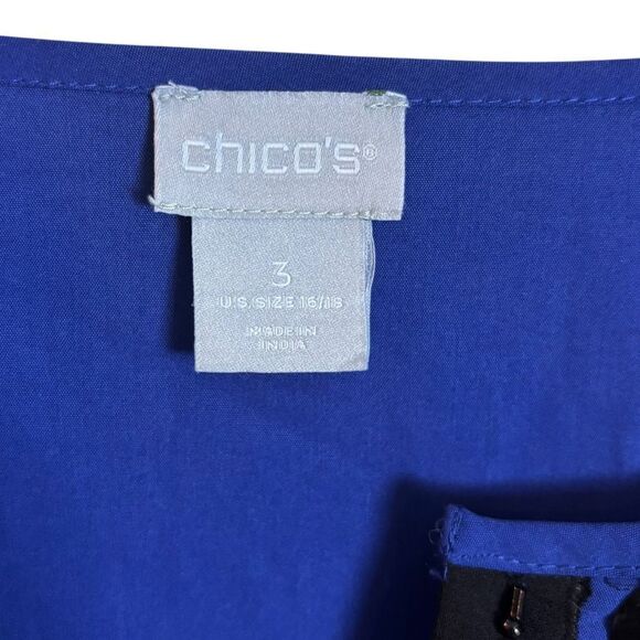 Chico's Embellished Colorblock Top in Seafaring Blue & Black Size Large (16) - Picture 10 of 13